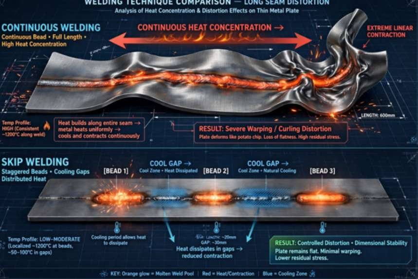The Physics of Thermal Distortion on Long Seams